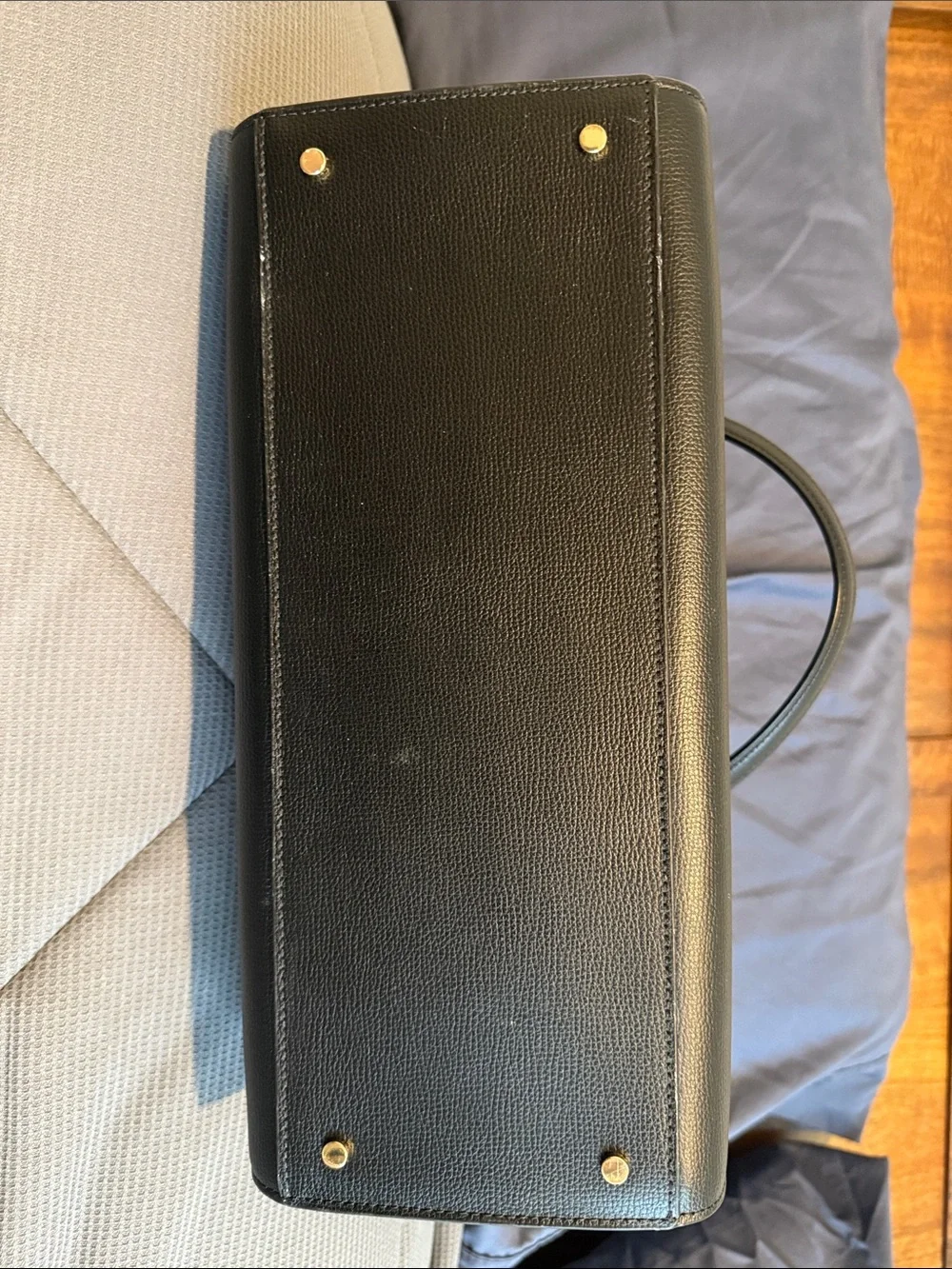 Kate Spade Black Structured Leather Work Bag with Gold Hardware